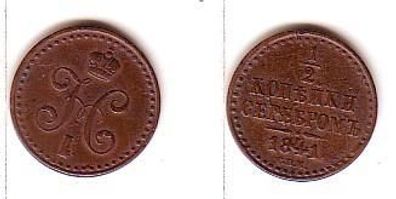 1/2 Kopeken Kupfer Münze Russland 1841