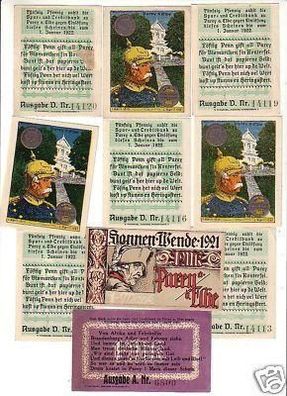 10 Banknoten Notgeld der Stadt Parey a.d. Elbe 1921
