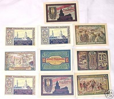 10 Banknoten Notgeld Freiburg in Schlesien 1921