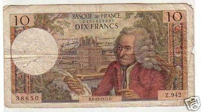 10 Franc Banknote Frankreich 1973