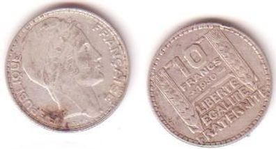 10 Francs Silber Münze Frankreich 1930 P. Turin