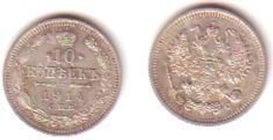 10 Kopeken Silber Münze Russland 1914
