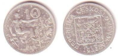 10 Kronen Silber Münze Tschechoslowakei 1932