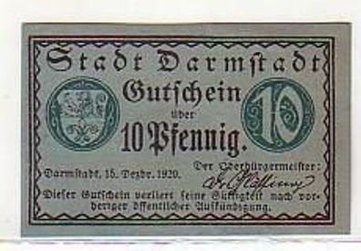 10 Pfennig Banknote Notgeld Stadt Darmstadt 1920