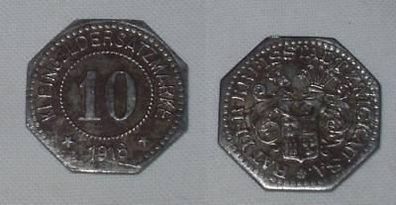 10 Pfennig Notgeld Münze Stadt Zwickau 1918