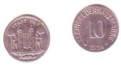 10 Pfennig Notgeld Zink Münze Stadt Hof 1918