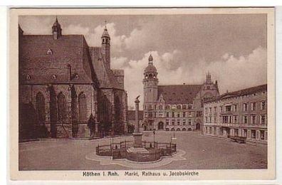 10865 Ak Köthen Markt Rathaus Jacobskirche um 1920