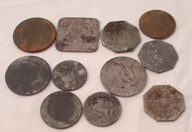 11 verschiedene Münzen deutsches Notgeld um 1920