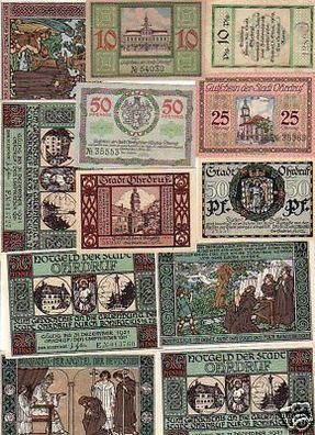 12 Banknoten Notgeld der Stadt Ohrdruf 1921
