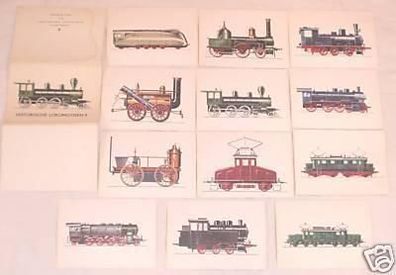 12 DDR Postkarten Historische Lokomotiven II + Mappe