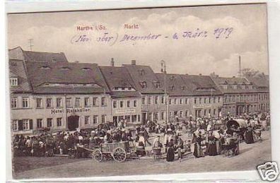 13749 Ak Hartha in Sachsen Markt und Ratskeller 1919