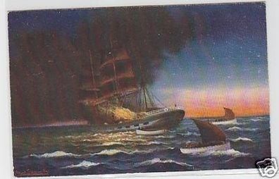 14360 Ak Brennendes Segelschiff um 1910