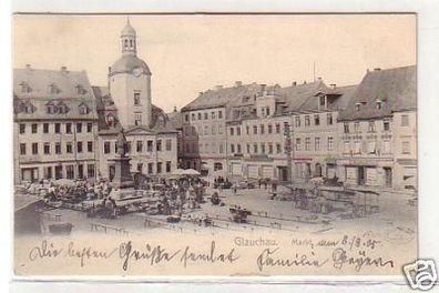14416 Ak Glauchau Markt mit Geschäften 1905