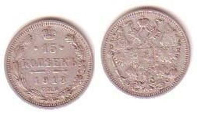 15 Kopeken Silber Münze Russland 1913