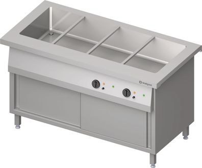 Bain-Marie-Station "Free Flow" mit einem Becken 4x GN1/1, Wärmeschrank und Schiebe