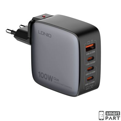 100W GaN Schnell Ladegerät USB|Typ-C Netzteil Adapter Fast Charger 4-Fach Ports