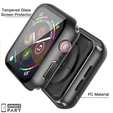 FÜR APPLE WATCH FULL COVER CASE Schutzhülle Echtglas SERIES 7 41|45mm Schwarz