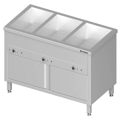 Bain-Marie Standgerät mit geschlossenem Unterbau und separaten Becken, für 3x