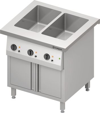 Bain-Marie-Station "Free Flow" 2x GN1/1-Becken, mit Wärmeschrank und Flügeltüren,