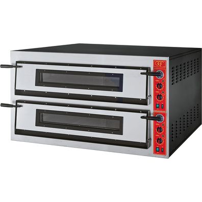 GGF Pizzaofen mit zwei Kammern für 18 Pizzen à 360 mm, Vollschamott, 26,4 kW,