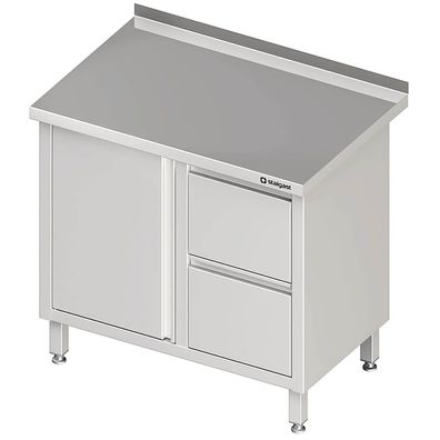 Stalgast Arbeitsschrank mit Flügeltür, 800x700x850 mm, mit 2er Schubladenblock