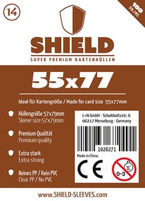 Shield 14 - 100 Super Premium Kartenhüllen für Kartengröße 55 x 77 mm