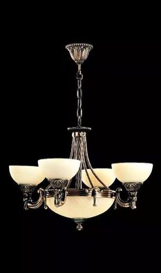 Lüster Deckenleuchter Modern Kronleuchter Deckenlampe Beige Glas Lampe Sofort