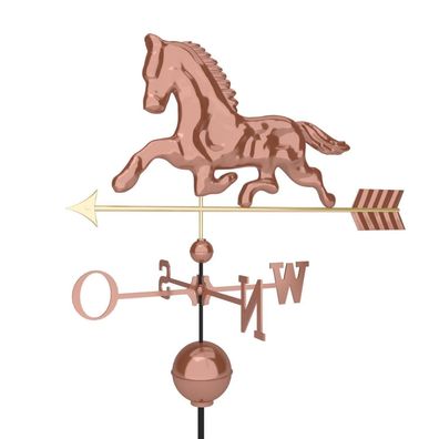 Stilista Wetterfahne Pferd aus Kupfer mit Fuß, Gesamthöhe 116 cm