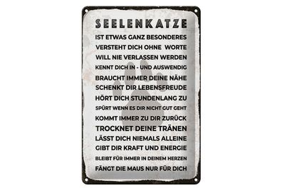 Blechschild Spruch 12x18 cm Seelenkatze Schild