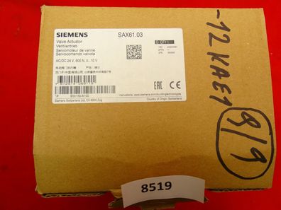 Siemens Valve Actuator Servomotor Ventilantrieb Sax 61.03