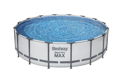 Steel Pro MAX Bestway Frame Pool Komplett-Set mit Filterpumpe Ø 488 x 122 cm, lichtgr