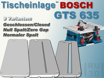 Null Spalt Tischeinlage f. BOSCH GTS 635-216 Tischkreissäge, zero clearance