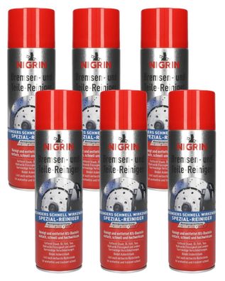 6x Set Nigrin BremsenReiniger Spray TeileReiniger Entfettet Motor Auto KFZ PKW