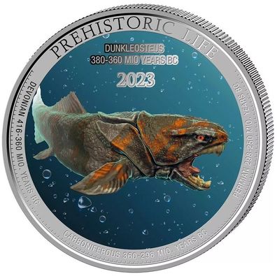 Silbermünze 1 oz Prehistoric Life Dunkleosaurus 2023 Color Farbe