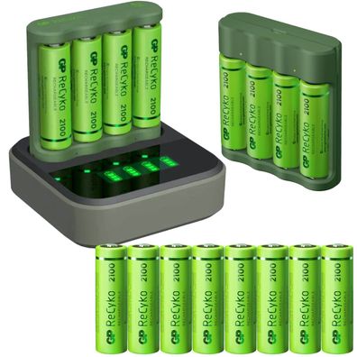 GP Set USB Docking + 2x Akku-Ladegerät + 8x AA-Akku Mignon Schnell-Ladegerät