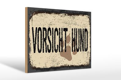 Holzschild Hinweis 12x18 cm Vorsicht Hund Schild