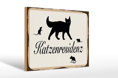 Holzschild Spruch 12x18 cm Katzenresidenz Schild