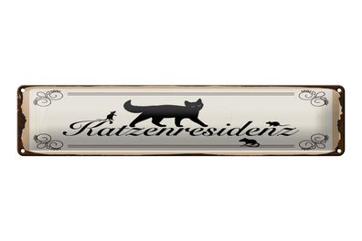 Blechschild Spruch 46x10 cm Katzenresidenz Schild