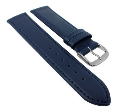 Fluco Polo Uhrenarmband Leder mit Naht weiches Kalbsleder dunkelblau