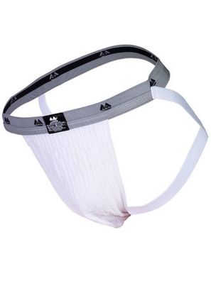 MM The Original Swimmer/Jogger Jockstrap Underwear White/Grey 1 inch