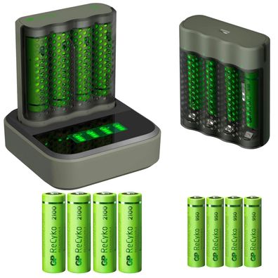 GP USB Docking + 2x Schnell-Ladegerät + 4 AA-Akku + 4x AAA-Akku Schnell-Lader