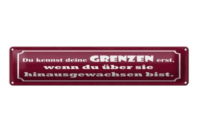 Blechschild Spruch 46x10 cm Du kennst deine Grenzen erst, wenn Schild