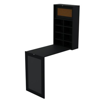 HAGO® Wandklapptisch Schwarz Regal Schreibtisch Tafel Klappbar Stauraum Pinnwand