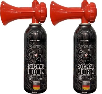 2 x JUNG VA2 Druckluftfanfare Air Horn Profi Fanfare 400ml, 150 Signale, Tröte