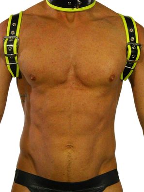 Rude Rider Shoulder Backstrap Harness Leather Black/Yellow