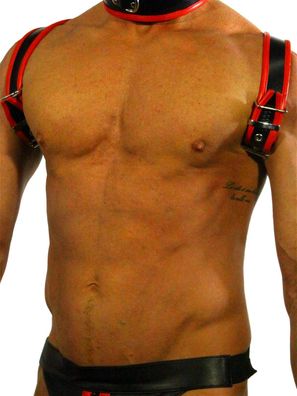 Rude Rider Shoulder Backstrap Harness Leather Black/Red