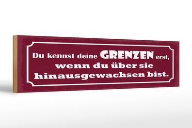 Holzschild Spruch 46x10 cm Du kennst deine Grenzen erst, wenn Schild