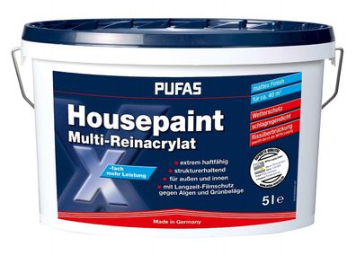 Pufas Housepaint Multi-Reinacrylat 5 Liter weiß