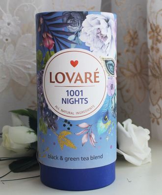 80g LOVARE 1001 Nacht Schwarz & Grüntee Tee fruchtig-blumig Apfel Rose