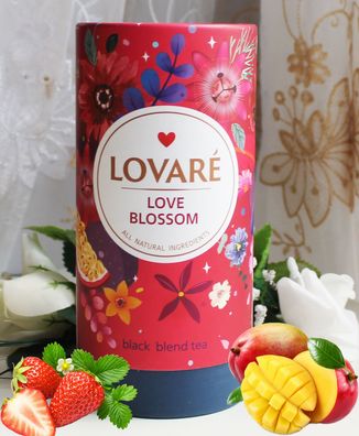 80g LOVARE "Liebesblüte" Schwarz Tee Love Blossom Mango Feige Erdbeere